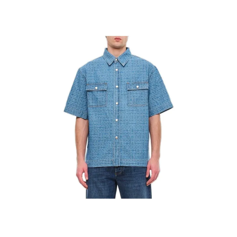 Givenchy Short Sleeve Boxy Fit Denim Shirt-2