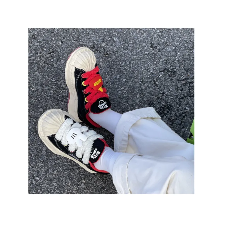 UPINEE Dissolve Deconstruction Dragon Year Edition Anti Slip Wear Resistant Low Top Skateboard Shoes Unisex Black Red-10
