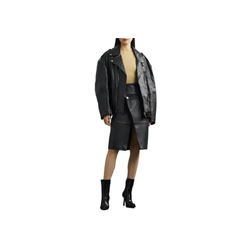 Halfboy FW24 Leather Jacket Women's Black-1