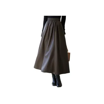 VICTORIA&VERA Leather Long Skirts Women's Coffee