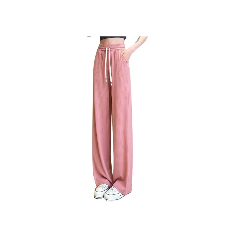 JEANSWEST Fashion Versatile Thin Micro Stretch Comfortable High Waist Wide Leg Draped Ice Silk Summer Women's-8