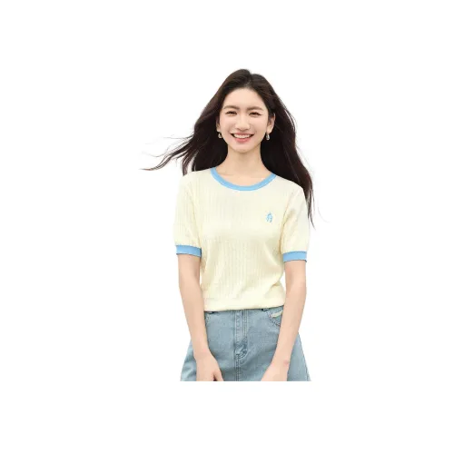 SLLSKY 베이지 애프리콧 여성 니트웨어