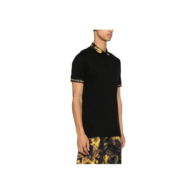 VERSACE JEANS COUTURE Barocco Trim Short Sleeved Polo Shirt-3