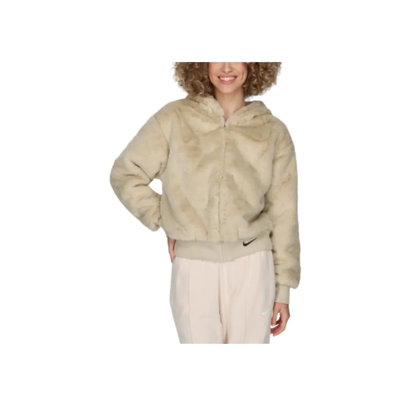 Nike Women'ss Essentials Faux Fur Jacket US Sizing Rattan/Black-3