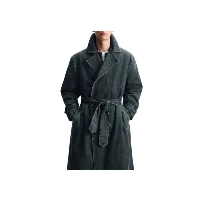 ZARA New Year Trench Coats Men Blue-4