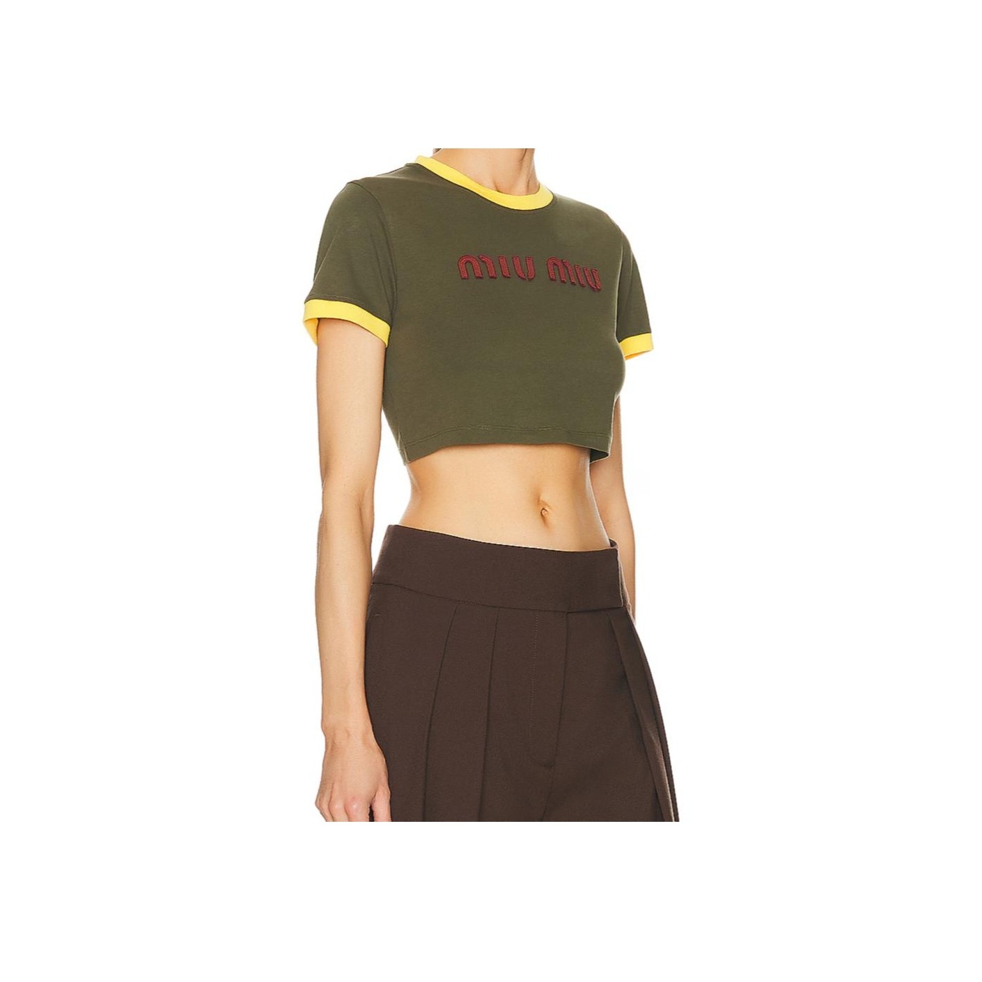 miu miu S/S2005 woven brown & orange short sleeve safari