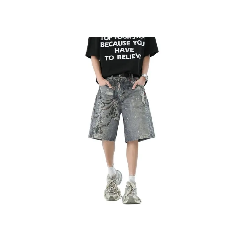 ADOONGA Denim Shorts Unisex Vintage Blue-0