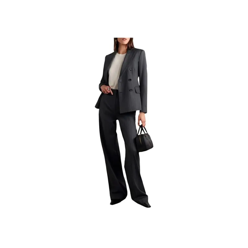 MaxMara Double Breasted Pinstriped Blazer-3
