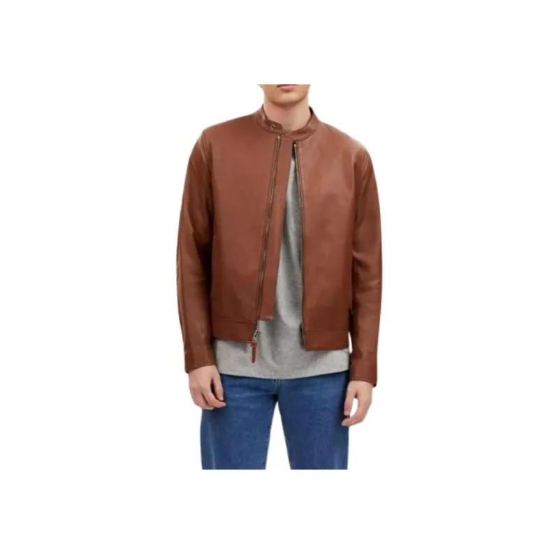 COACH Leather Racer Jackets & Coats Men's Brown-1