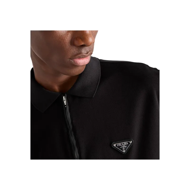【希少❗️】PRADA ブラック ポロシャツ　黒ロゴ　XL 希少❗️】PRADA ブラック ポロシャツ 黒ロゴ XL