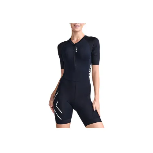 2XU 블랙 화이트 여성 바디수트