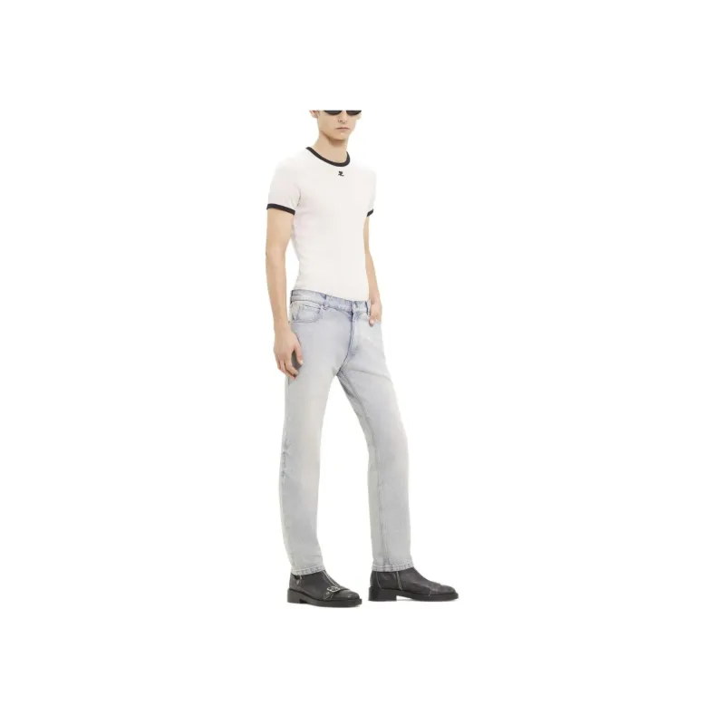 COURREGES Logo Embroidered Straight Leg Jeans-3
