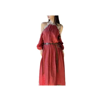 Wbwq Long Sleeved Dress Women's Maroon