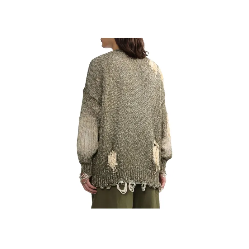 R13 Jumbo Distressed Tweed print Cardigan-4