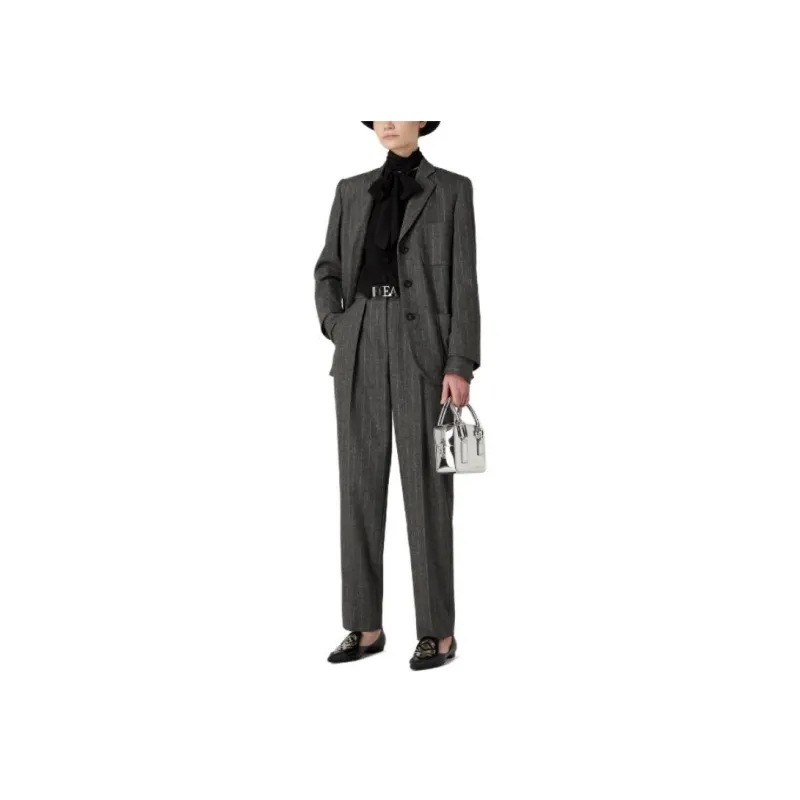 EMPORIO ARMANI Pinstriped Buttoned Blazer-1
