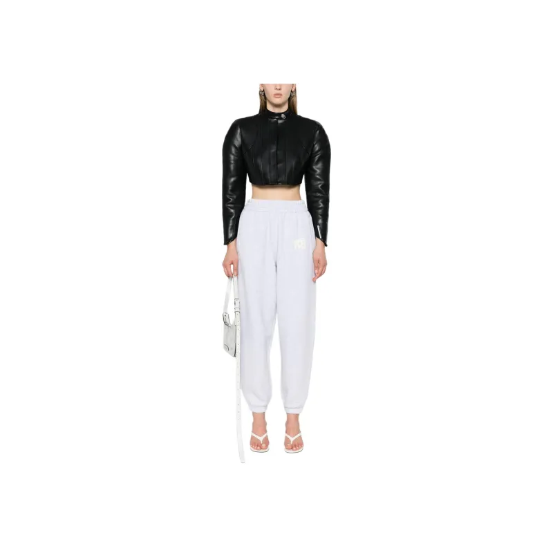 T By Alexander Wang Essential Terry Classic Puff Paint Logo Sweatpant Light Heather Grey-1