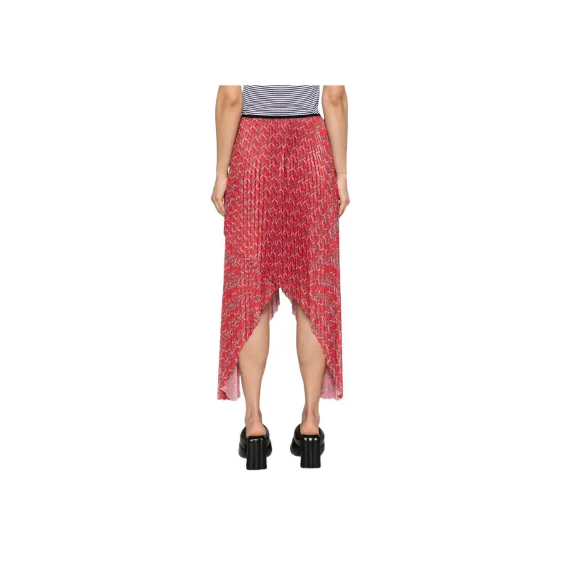Burberry Pleated Midi Skirt 'Silver/Red'-1