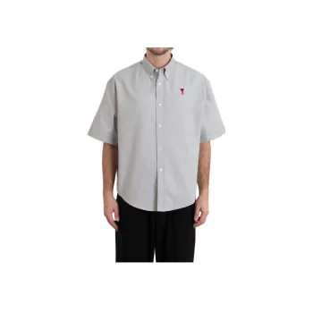 Ami Paris Ami De Coeur Logo Embroidered Shirt