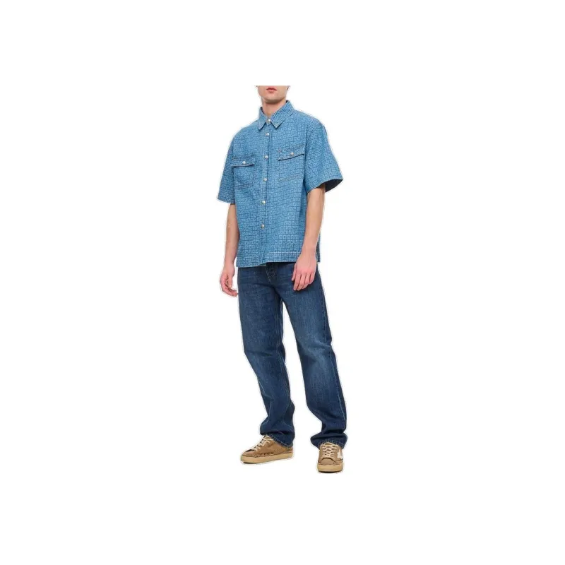 Givenchy Short Sleeve Boxy Fit Denim Shirt-4