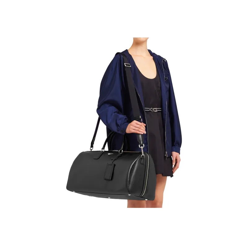 PRADA PRADA Luggage Collection Saffiano Leather Travel Bag Handbag Unisex Black-3