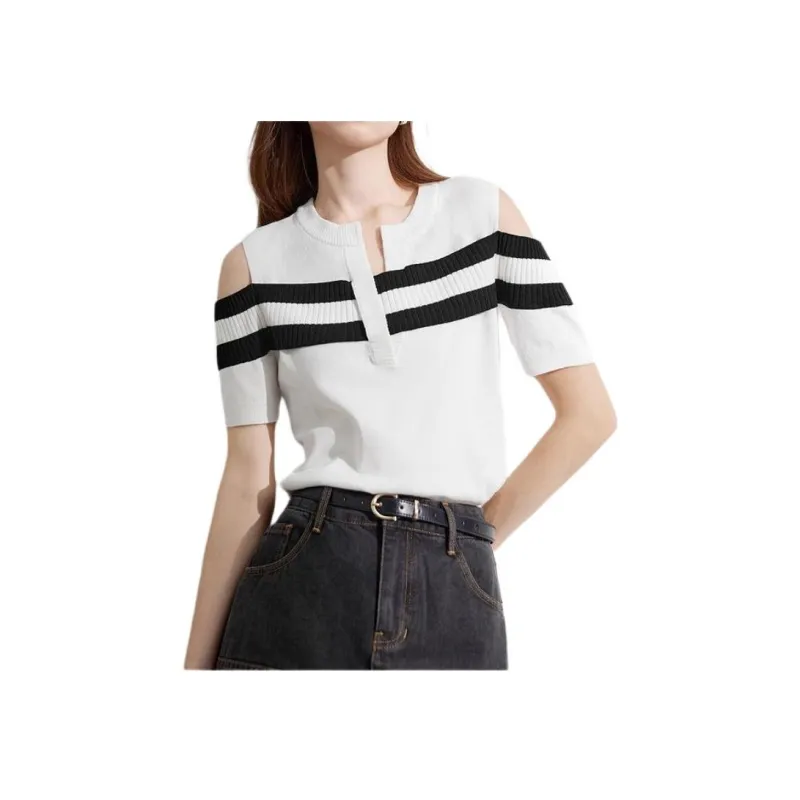 MEETLADY Drop Shoulder Sleeve T Shirt Women's-0