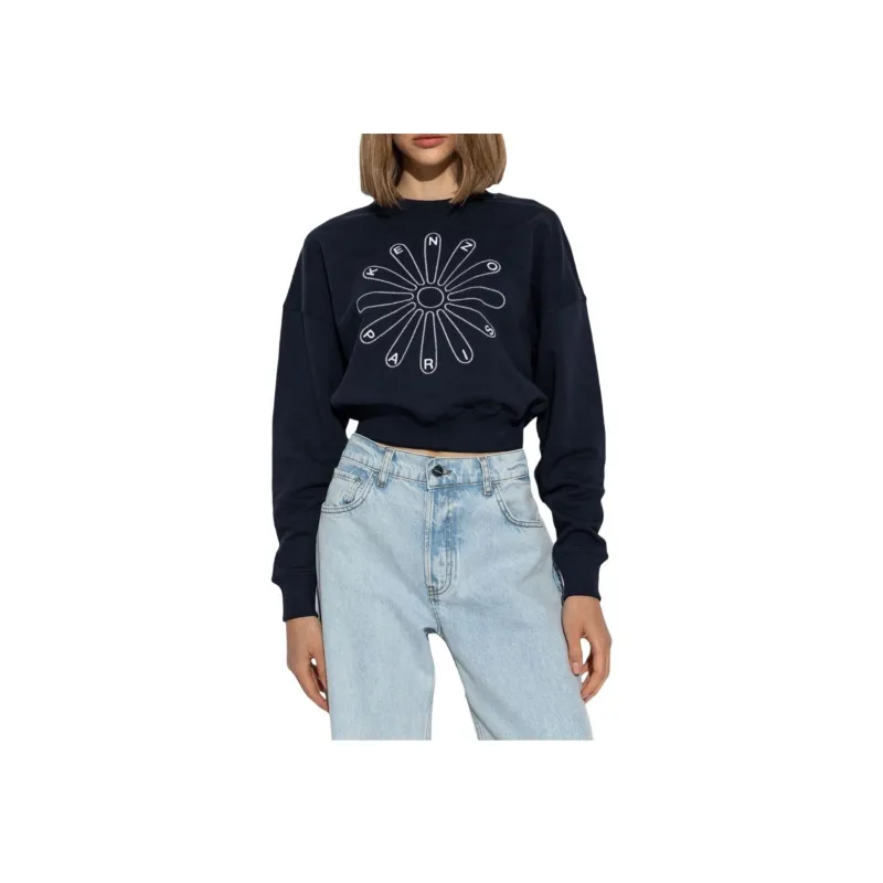 KENZO Logo Embroidered Cropped Sweatshirt-2