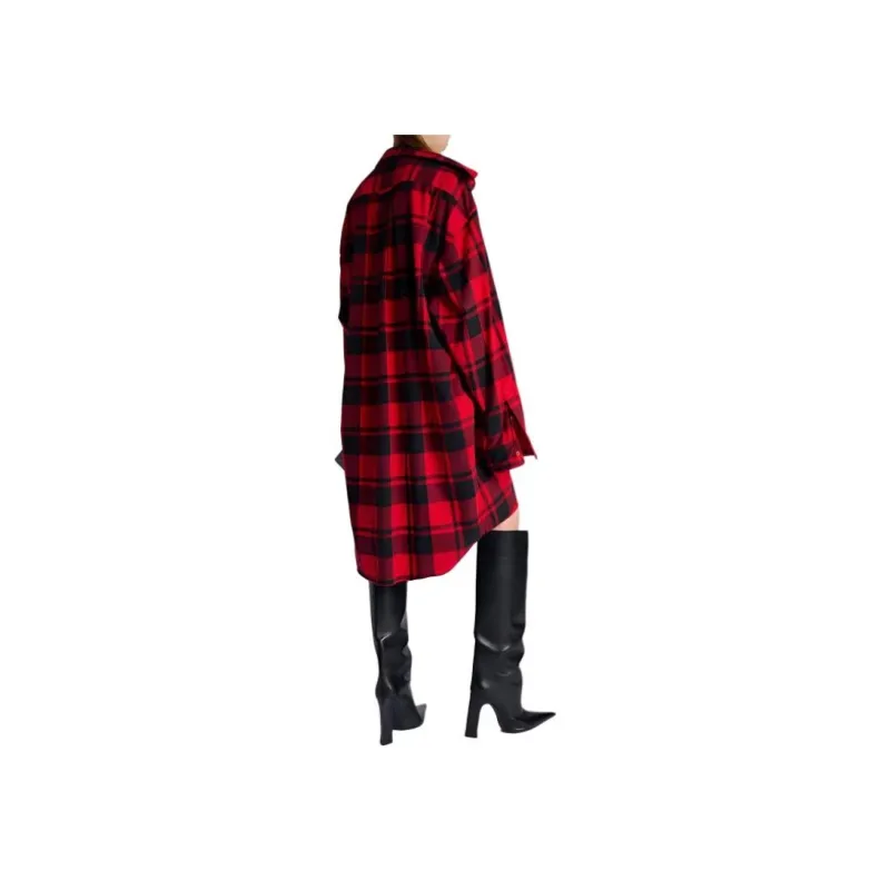 Balenciaga Check Buttoned Midi Shirt Dress-2