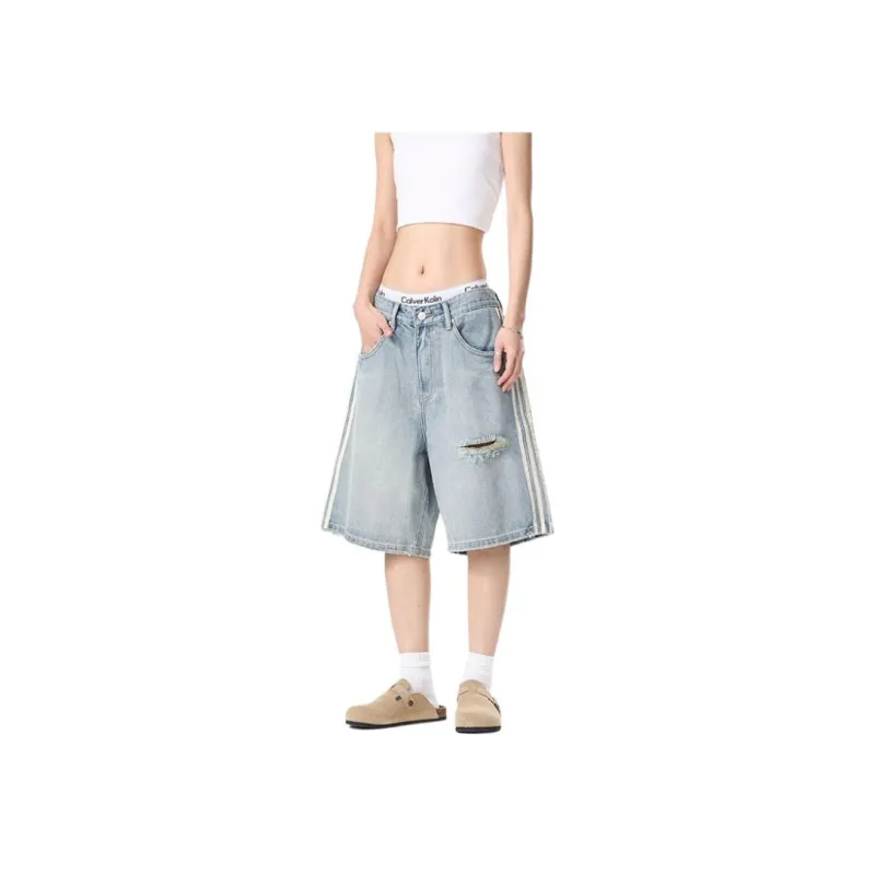 BENGEN Denim Shorts Unisex Light Blue-0