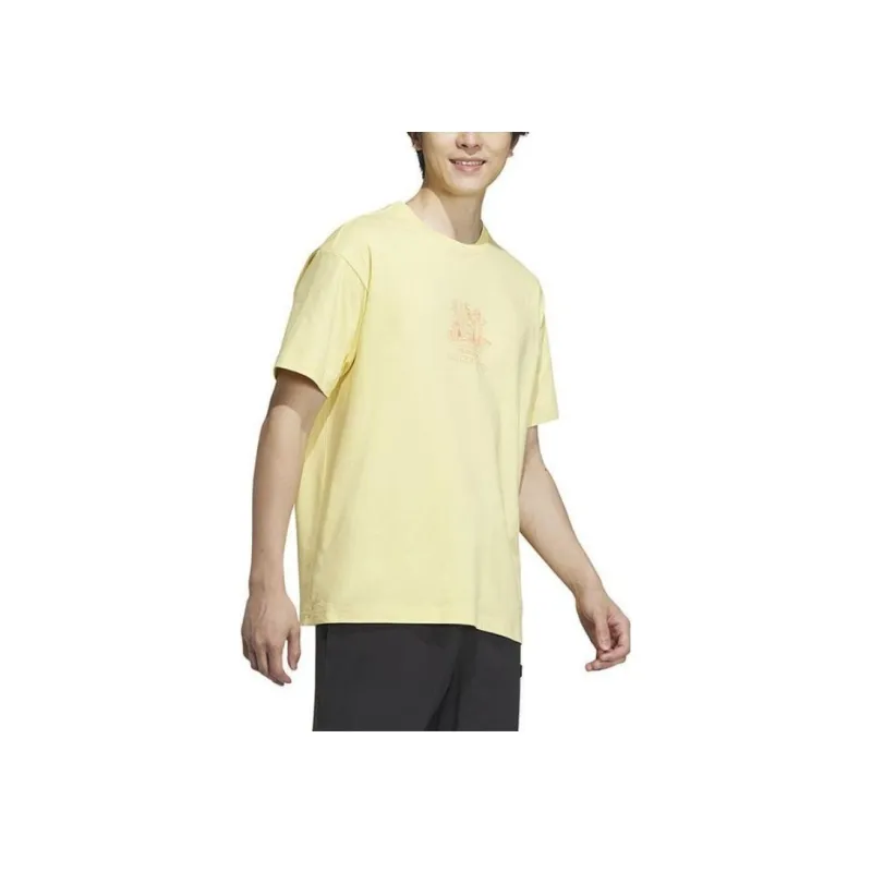 Adidas Neo Drop Shoulder Sleeve T Shirt Men's Beige Yellow-2