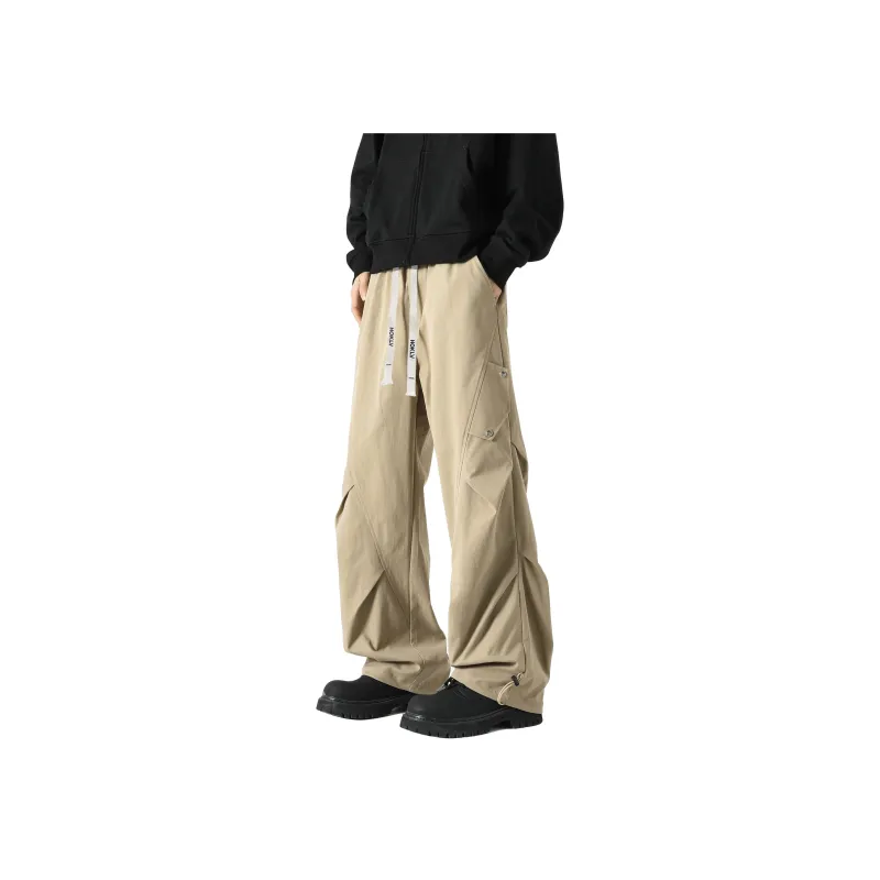 HOKLV Casual Pants Unisex Greige-4