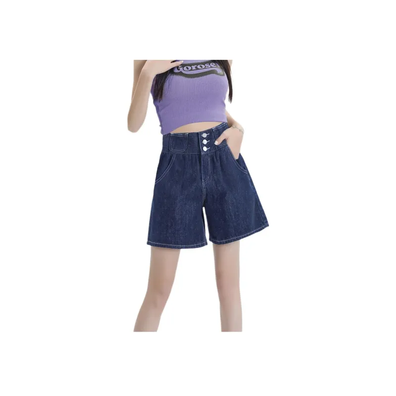 Weixi SS24 Denim Shorts Women's Dark Blue-2