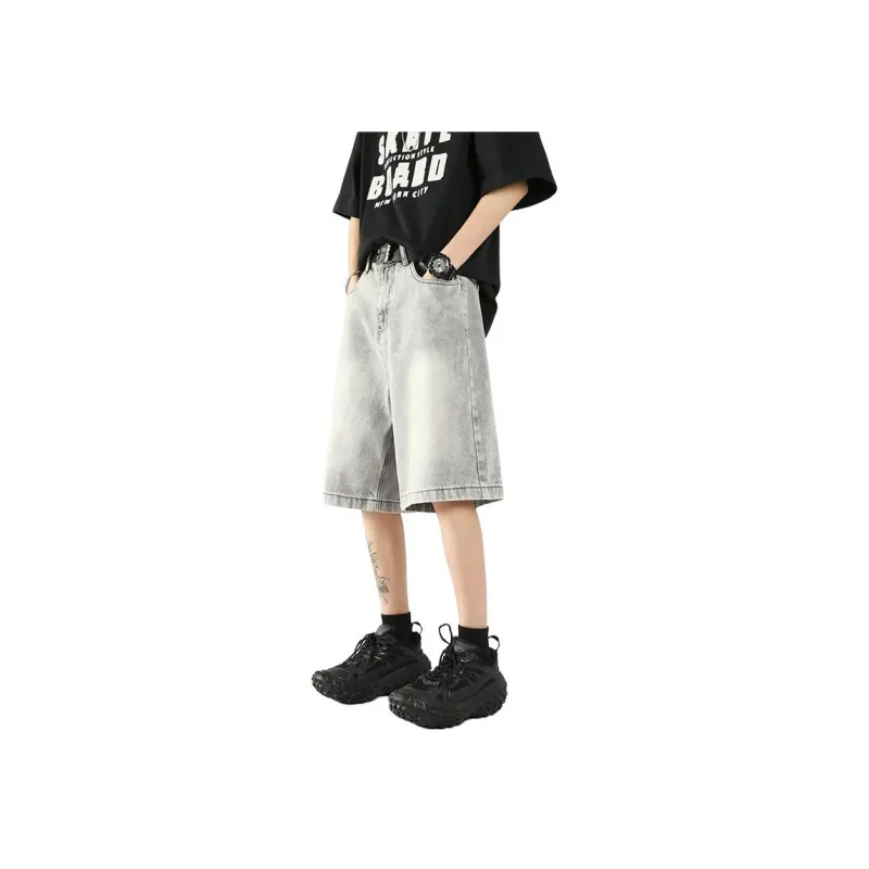 Dnnnnx Denim Shorts Unisex Gray-2