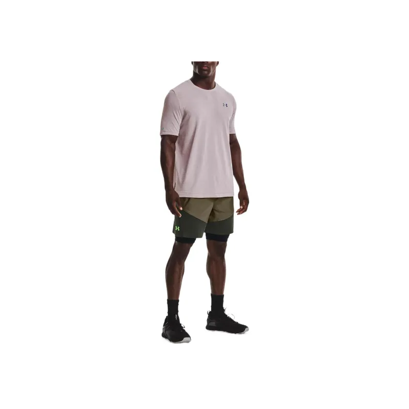 Under Armour RUSH Set in Sleeve T Shirt Men's Limestone White-2
