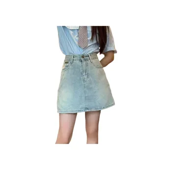 Ordifen Denim Short Skirts Women's Light Blue