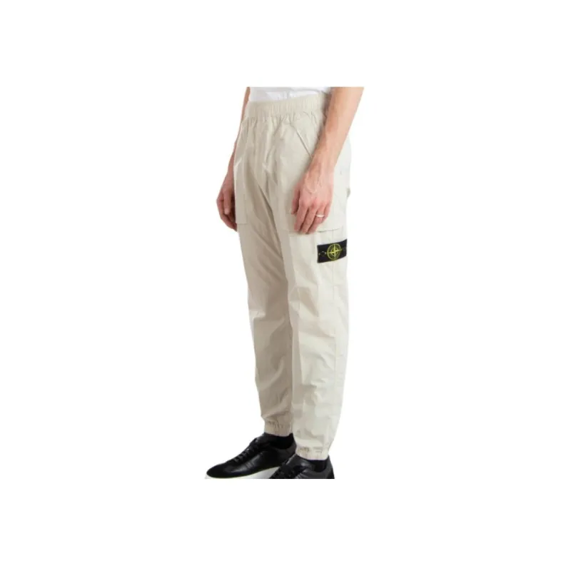 STONE ISLAND Logo Patch Elastic Waist Trousers-3