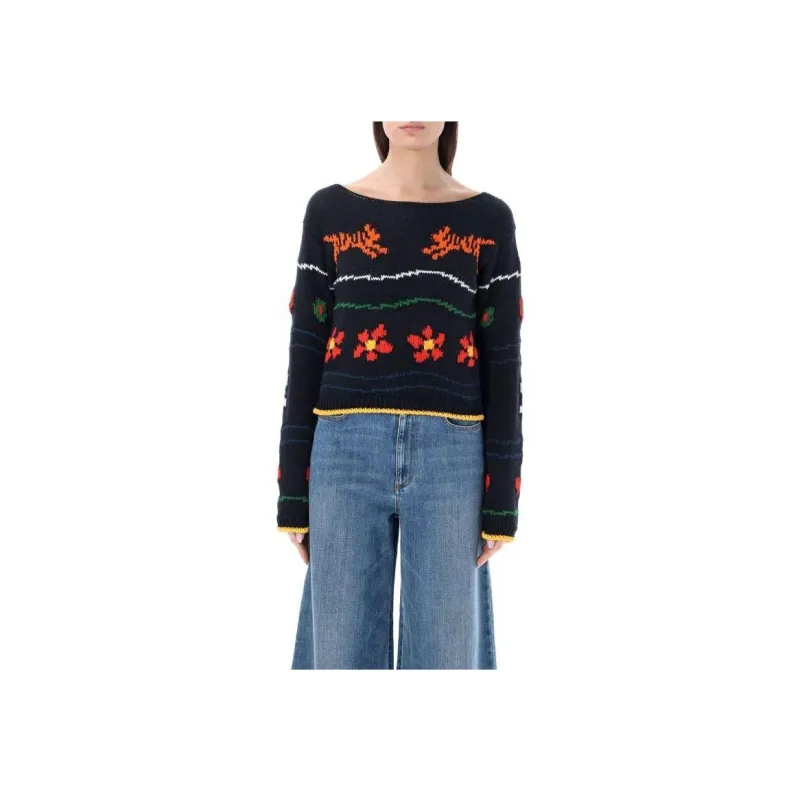 KENZO Floral Intarsia Knitted Crewneck Jumper-1