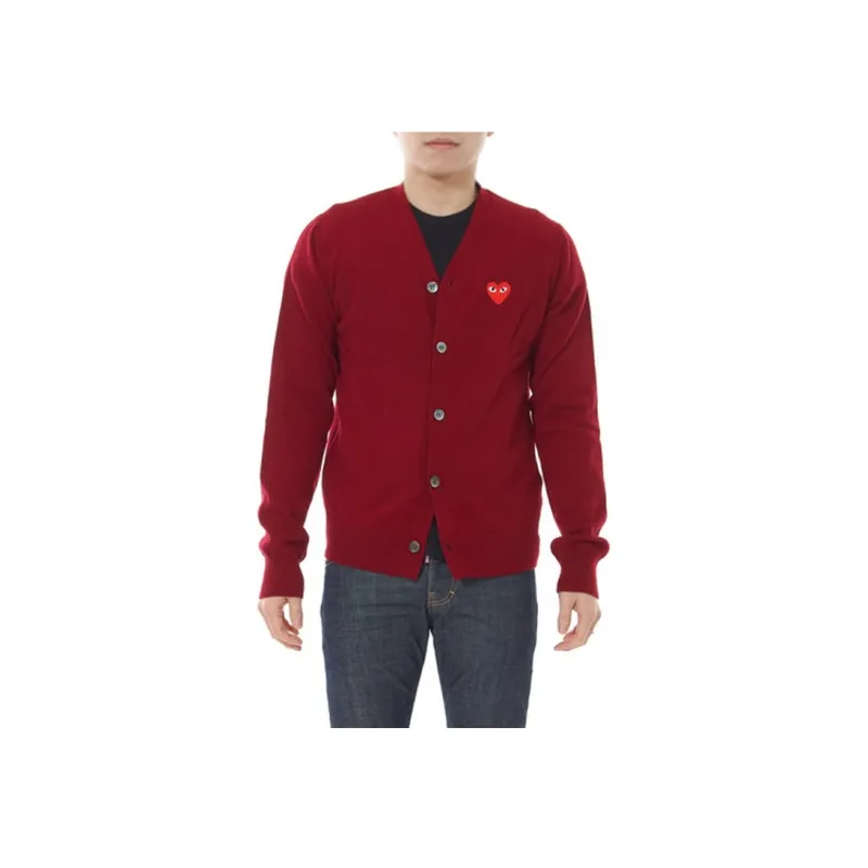 Comme Des Garcons Play Red Heart Knit Cardigan Sweater-2