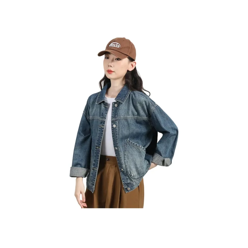 Tonlion Denim Jacket Women's Vintage Blue-1