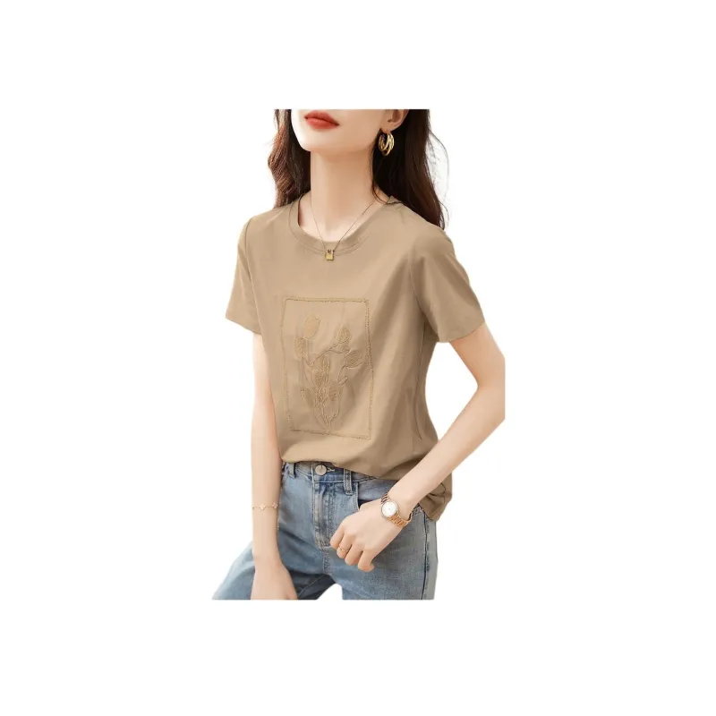 Mo Han Yi Mei Regular T Shirt Women's Milk Tea-1
