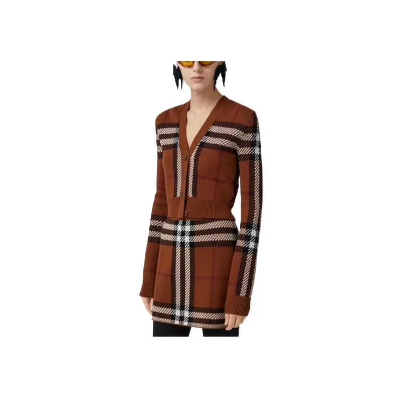 Burberry Check Wool Jacquard Cropped Cardigan-2