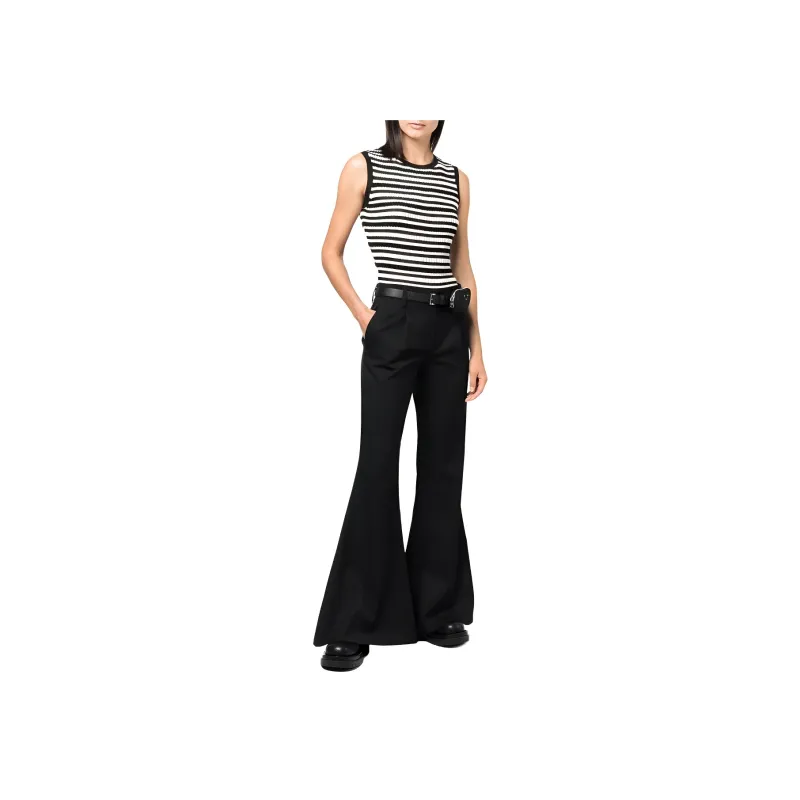 PRADA Logo-Plaque Cropped Tailored Trousers-3