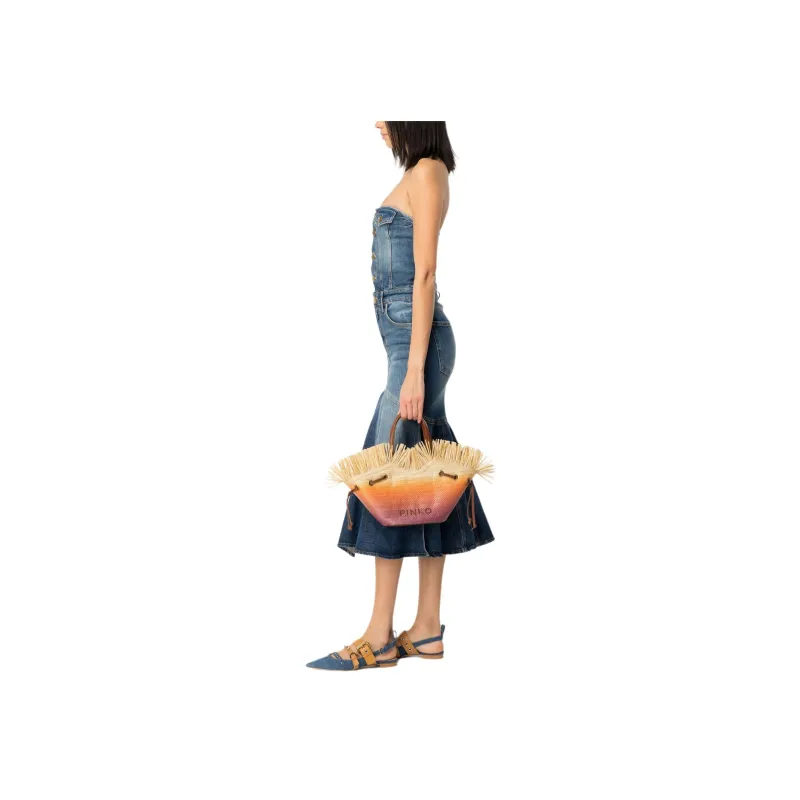 PINKO Bandeau style Denim Dress-4