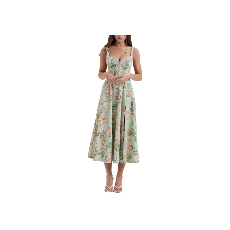 HOUSE OF CB SABRINA Slip Dress Women's LIGHT JADE PRINT/Shallow Jade Base Print-2
