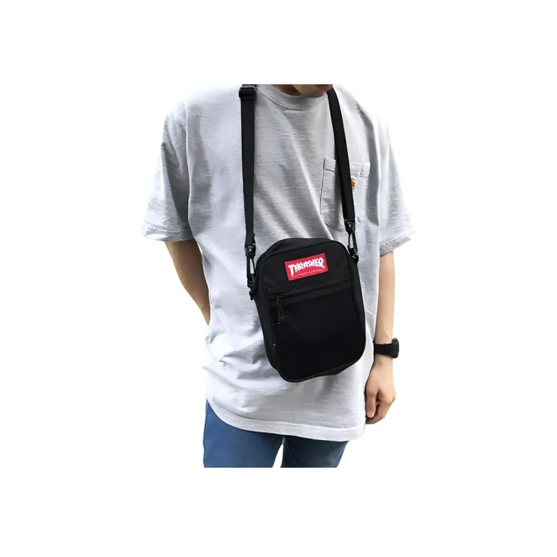 Thrasher Fabric Crossbody Bag Regular Unisex Black-5