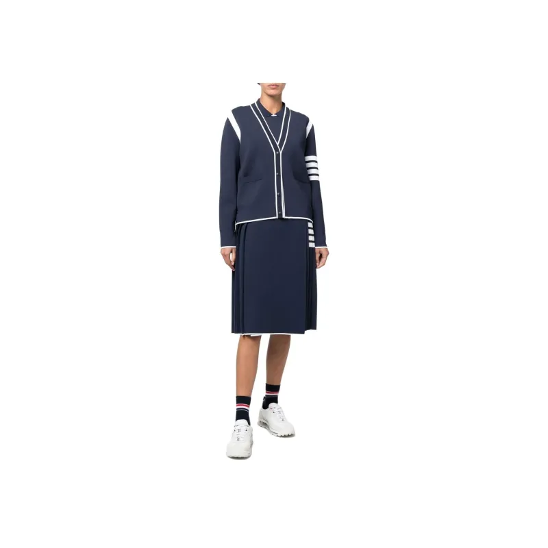 THOM BROWNE 4 Bar Pleated Midi Skirt-1
