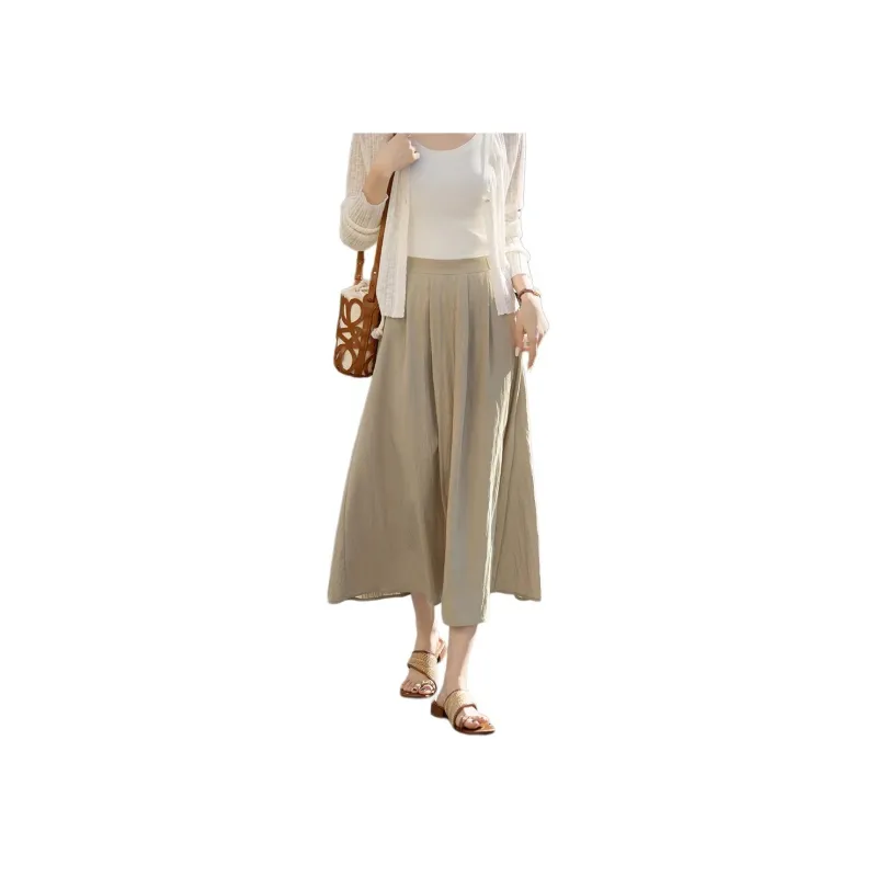 Mo Han Yi Mei Casual Long Skirt Women's Olive Gray Green-2