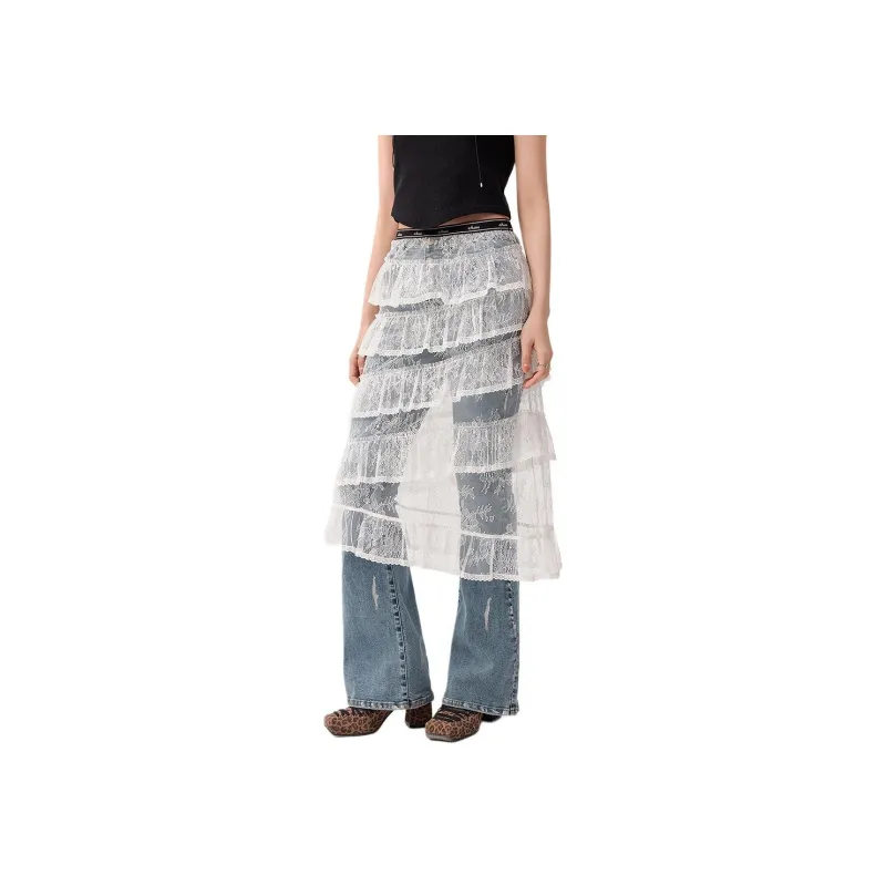 CHUU Casual Long Skirt Women's White-4