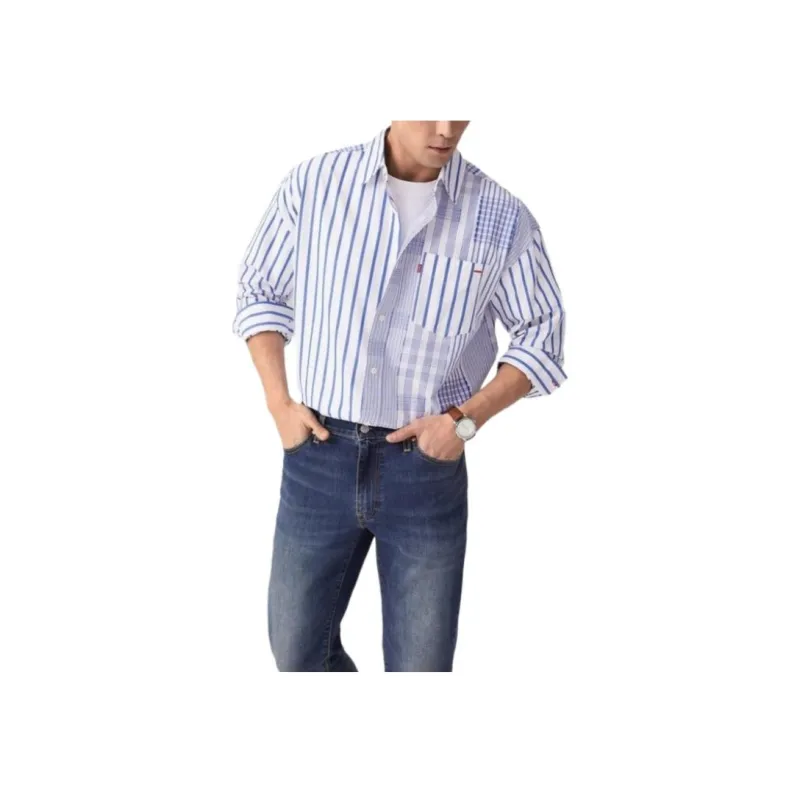 Levis Shirts Men Blue White-3