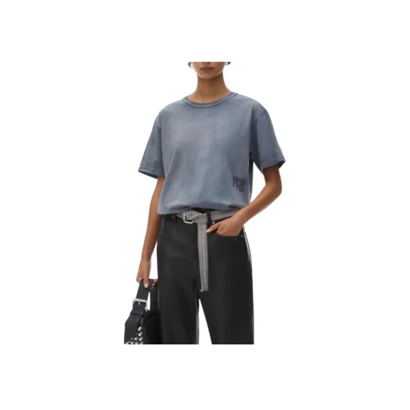 T By Alexander Wang Essential Jersey Puff Logo Short Sleeve Tee Washed Asphal-1