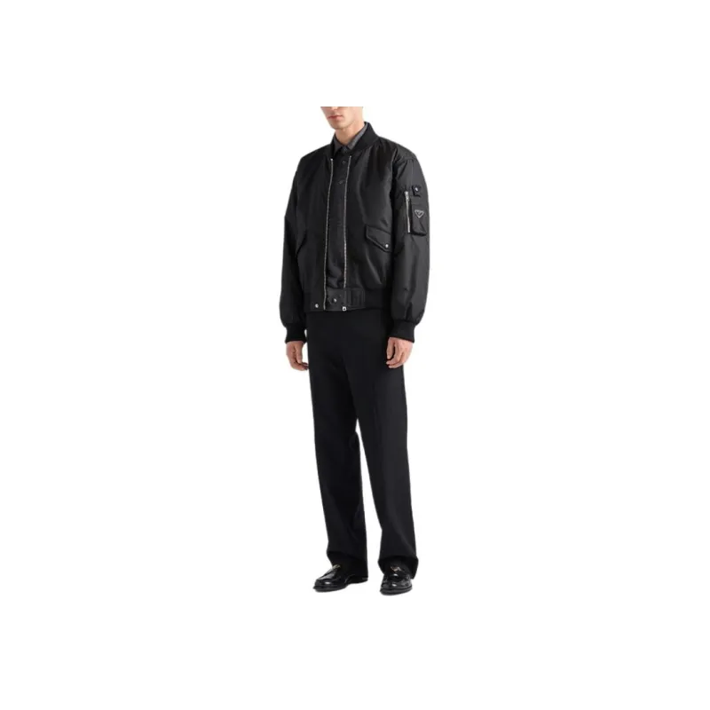 PRADA Triangle Logo Zipped Bomber Jacket-1